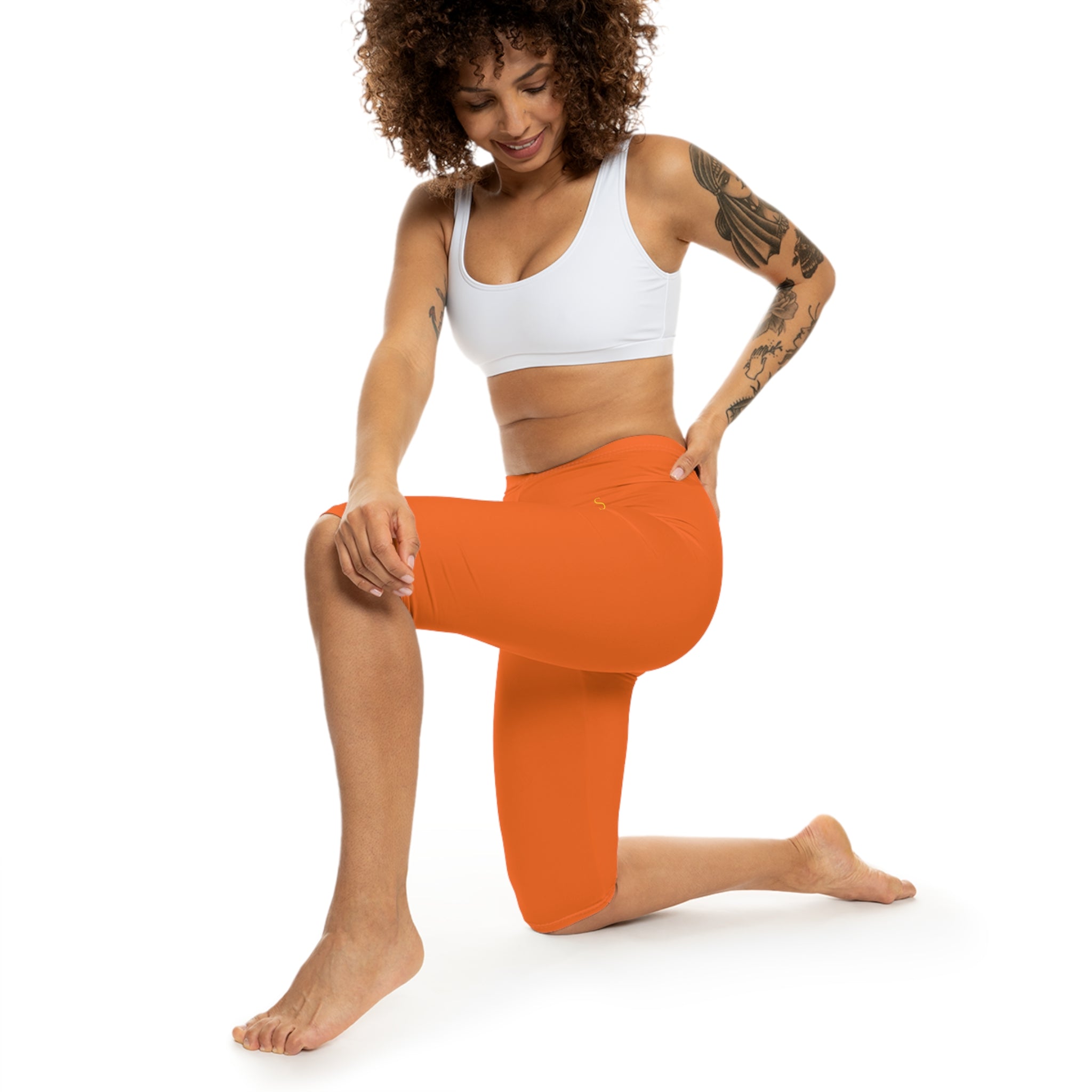 Tangerine Pop Capri Leggings — E'LAN Collection