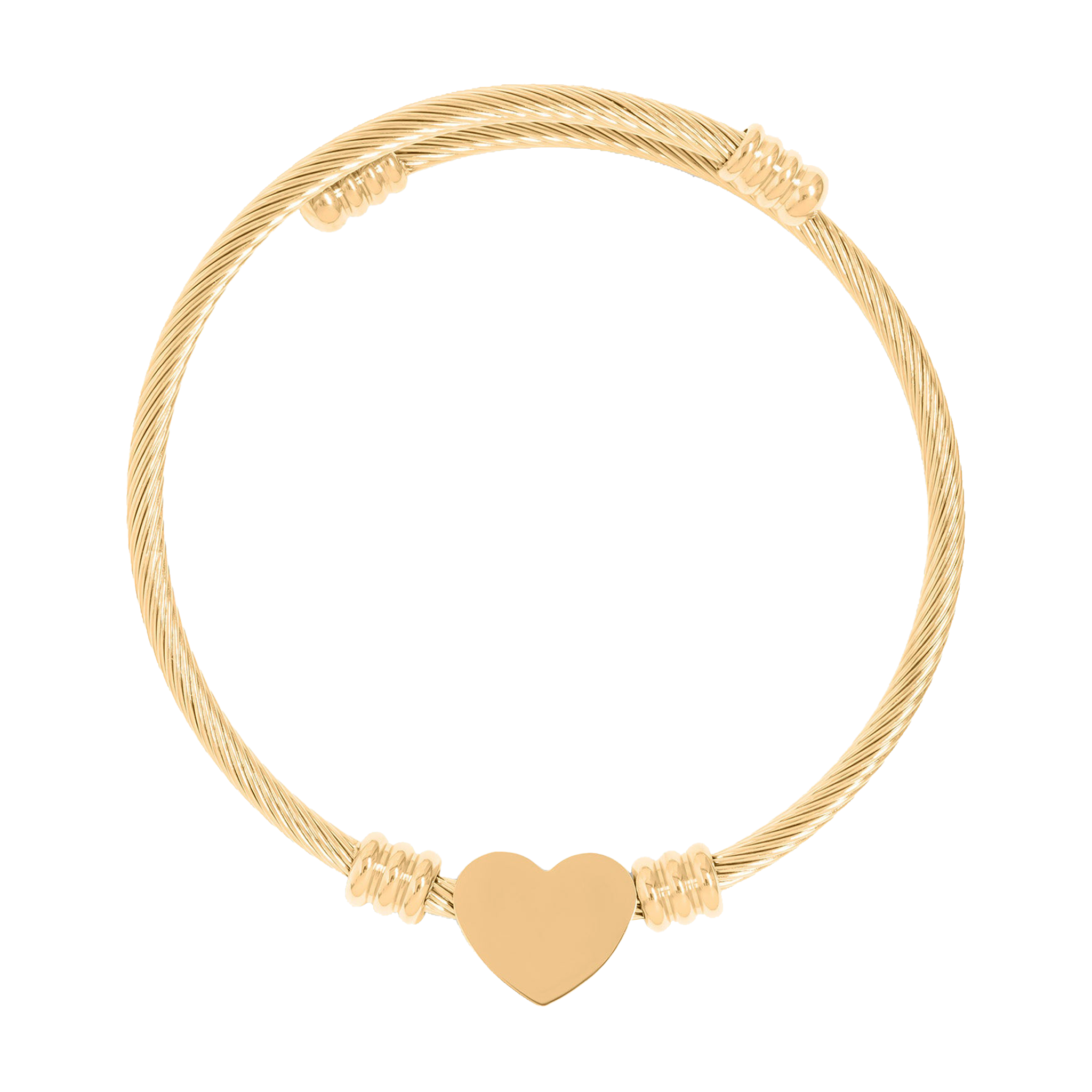 Engravable Heart Cuff Bracelet — Personalized Silver Heart Bangle