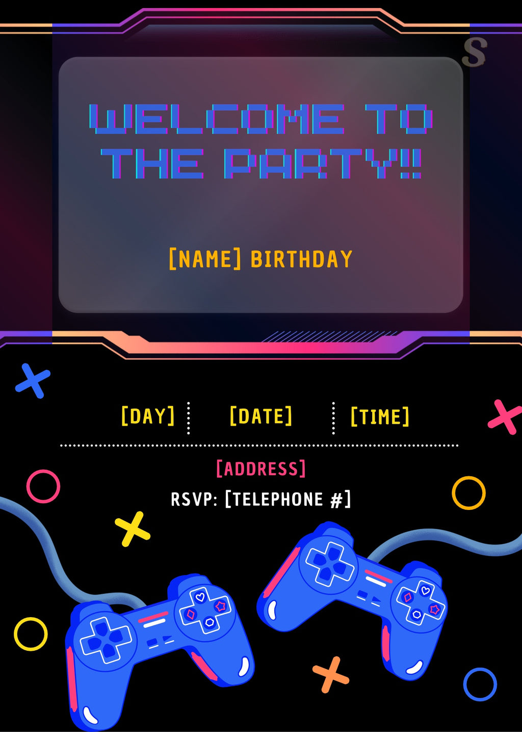 GAMER BIRTHDAY PARTY KIT